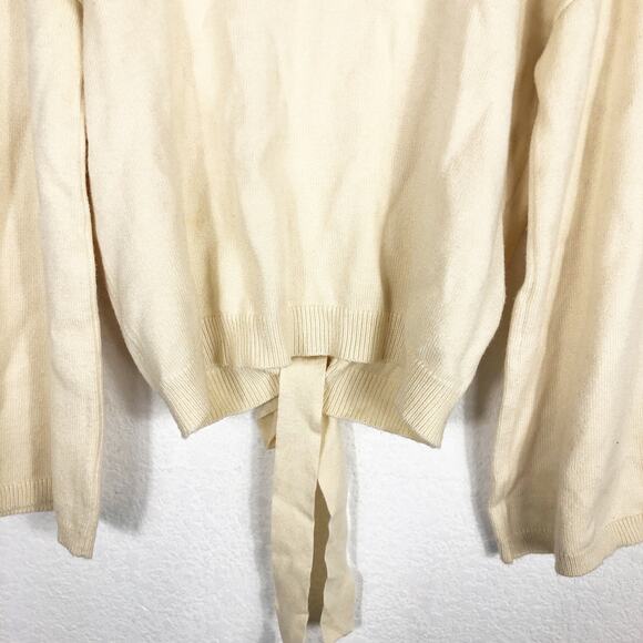 LPA Revolve Cybil Sweater in Cream Size XL Open Back Bell Sleeve Knit Turtleneck - Picture 9 of 14